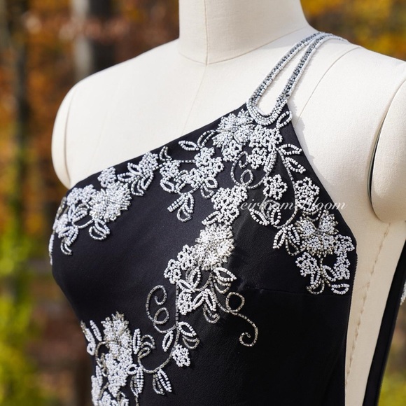 Vintage Y2k Floral Beaded Silk Prom Formal Dress - Picture 5 of 8